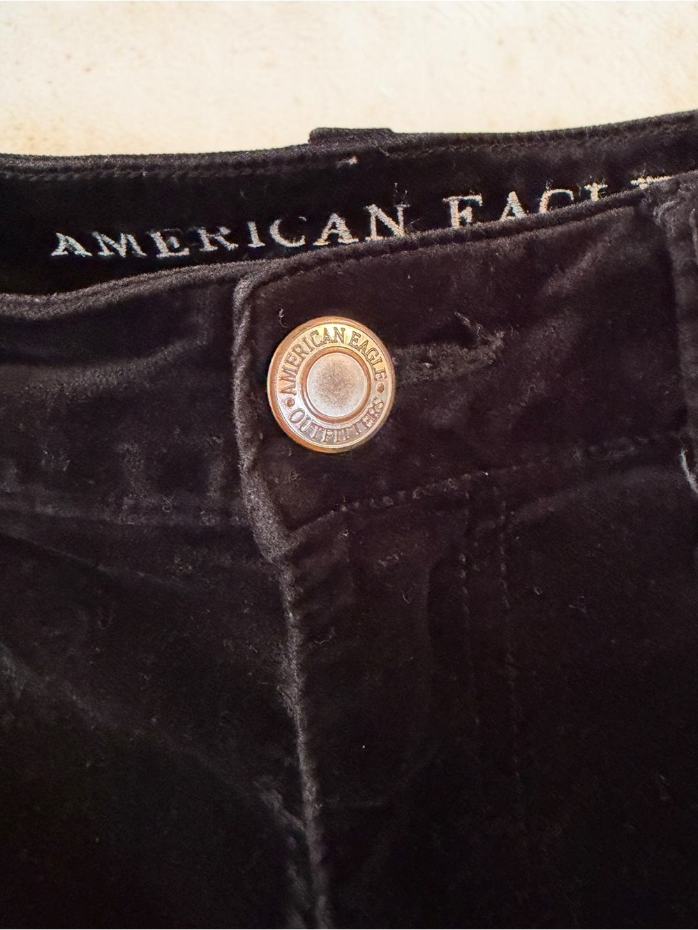 American Eagle Outfitters Black Velvet-Look Skinny Pants - Picture 7 of 10